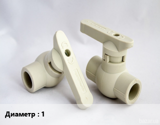 Кран ПВХ-поливинилхлорид D=1 шаровой, шт, резьбовой, EPDM,PTFE,с одним разборным соединением цена от 405 сом / шт, где купить, условия доставки в Оше и Ошской области